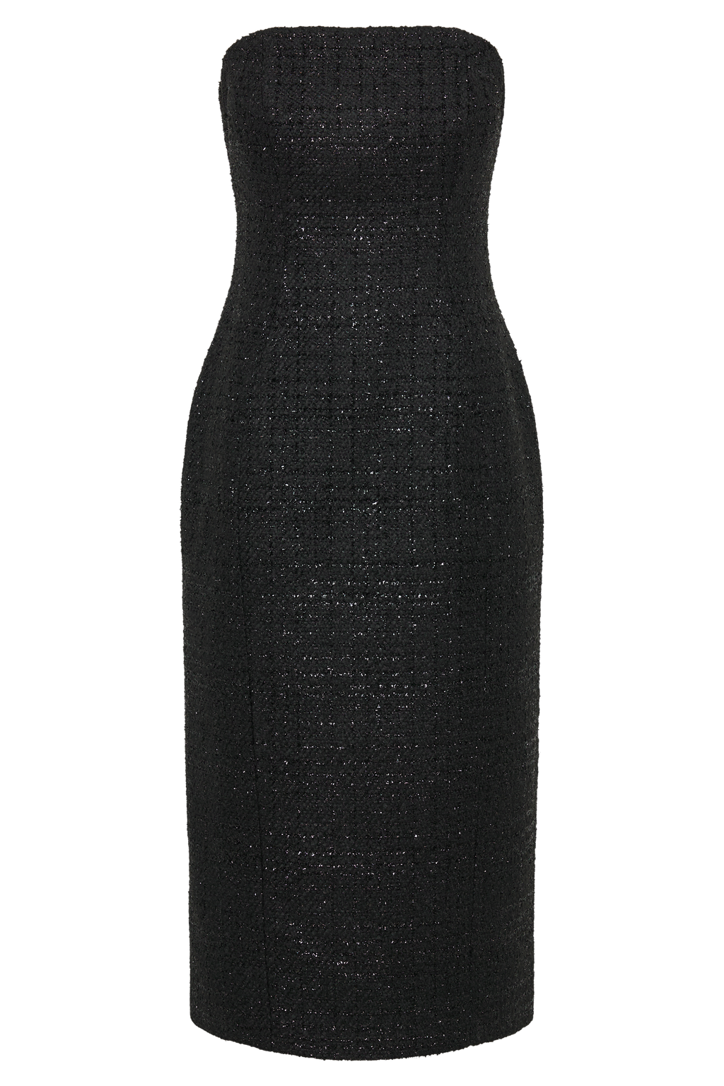 Monet Tweed Strapless Midi Dress - Black