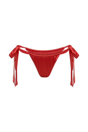 Danika Satin Knot Bikini Bottom - Pomegranate