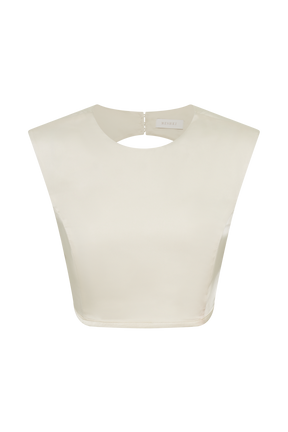 Viviana Satin Sleeveless Crop Top - Ivory