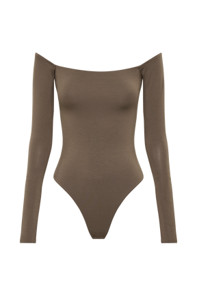 Peta Off Shoulder Modal Long Sleeve Bodysuit - Coco
