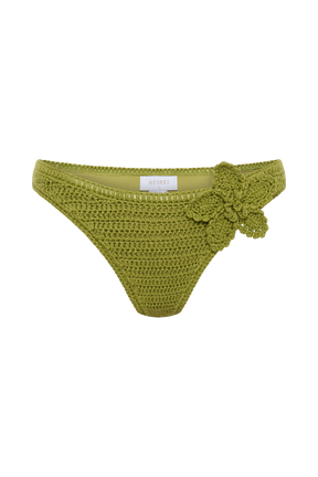 Skye Floral Crochet Tie Up Bikini Bottom - Apple