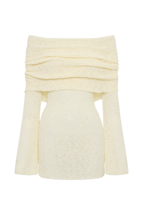 Marisol Off Shoulder Boucle Mini Dress - Ivory