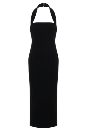 Amelita Suiting Halter Midi Dress - Black