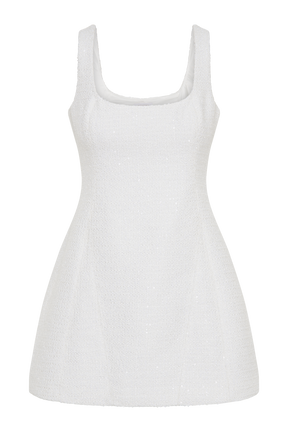 Beth Tweed Mini Dress - White