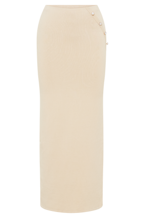 Maisie Buttoned Knit Maxi Skirt - Cream
