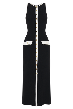 Sawyer Sleeveless Buttoned Maxi Dress - Black/White