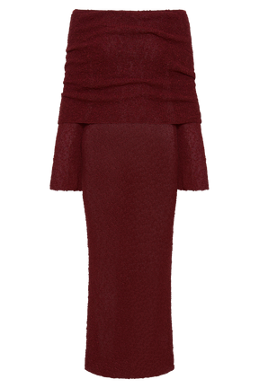 Marisol Off Shoulder Boucle Maxi Dress - Plum