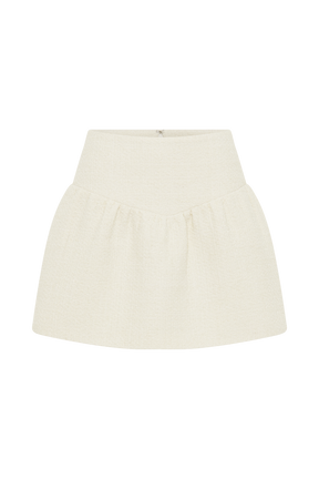 Cyrus Gathered Boucle Mini Skirt - Ivory