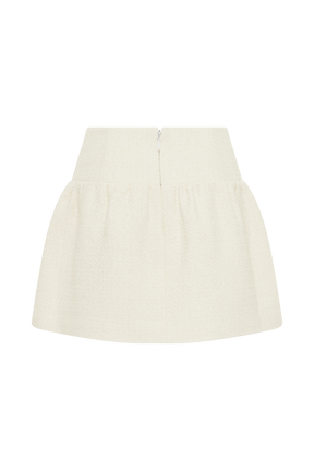 Cyrus Gathered Boucle Mini Skirt - Ivory