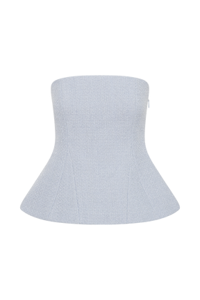 Cyrus Strapless Boucle Top - Sky Blue