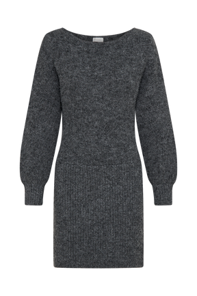 Rafferty Boat Neck Knit Mini Dress - Charcoal Marle
