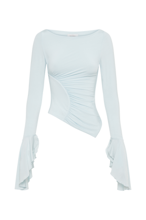 Stevie Bell Sleeve Slinky Top - Sky Blue