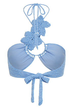 River Floral Crochet Bikini Top - Cornflower Blue