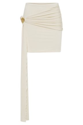 Maggie Slinky Mini Skirt With Shell Hardware - Ivory