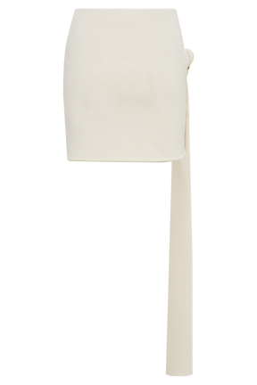 Maggie Slinky Mini Skirt With Shell Hardware - Ivory