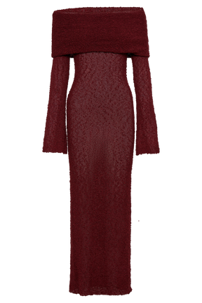 Marisol Off Shoulder Boucle Maxi Dress - Plum