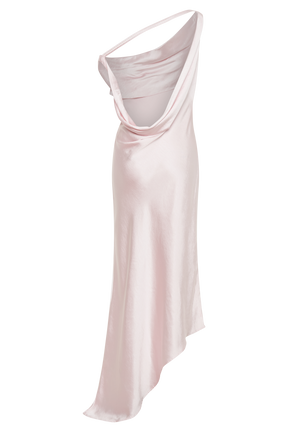 Yvette Slip Maxi Dress With Asymmetrical Hem - Pale Pink