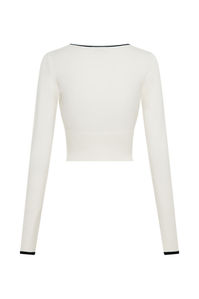 Jolene Contrast Button Up Knit Cardigan - White