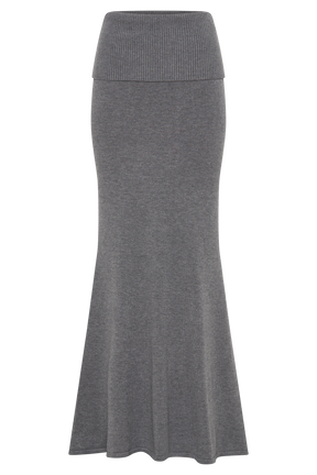 Karlie Knit Maxi Skirt With Ribbed Waist - Charcoal Marle