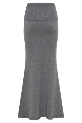 Karlie Knit Maxi Skirt With Ribbed Waist - Charcoal Marle