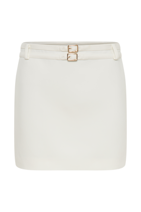 Letitia Suiting Mini Skirt With Buckle - Ivory