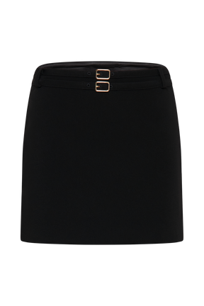 Letitia Suiting Mini Skirt With Buckle - Black