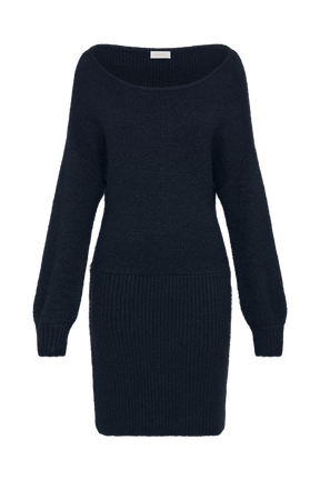 Rafferty Boat Neck Knit Mini Dress - Navy