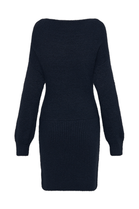 Rafferty Boat Neck Knit Mini Dress - Navy