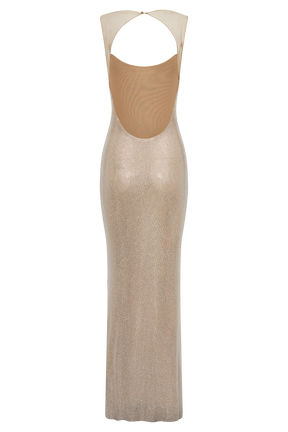 Jasmyn Hot Fix Maxi Dress With Mesh Back - Nude
