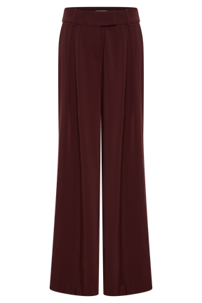 Jacqueline Pleated Wide Leg Pants - Mahogany