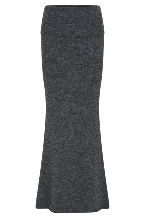 Charlotte Knit Maxi Skirt With Overlay - Charcoal