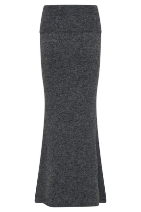 Charlotte Knit Maxi Skirt With Overlay - Charcoal