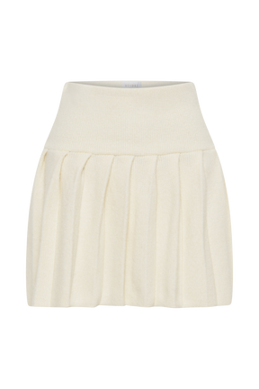 Dionne Pleated Knit Mini Skirt - Ivory Marle