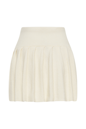 Dionne Pleated Knit Mini Skirt - Ivory Marle
