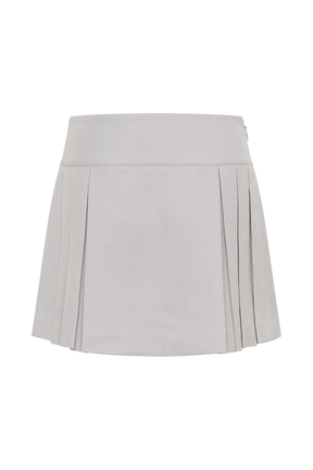 Angie Pleated Buckle Mini Skirt - Grey