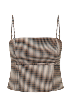 Aberley Crop Top - Tan Check
