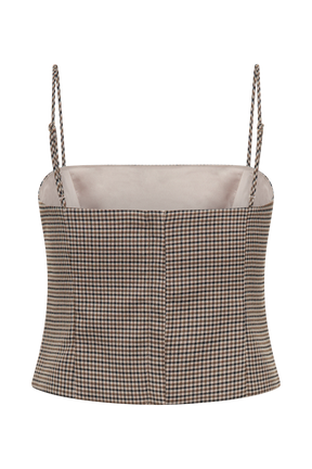 Aberley Crop Top - Tan Check