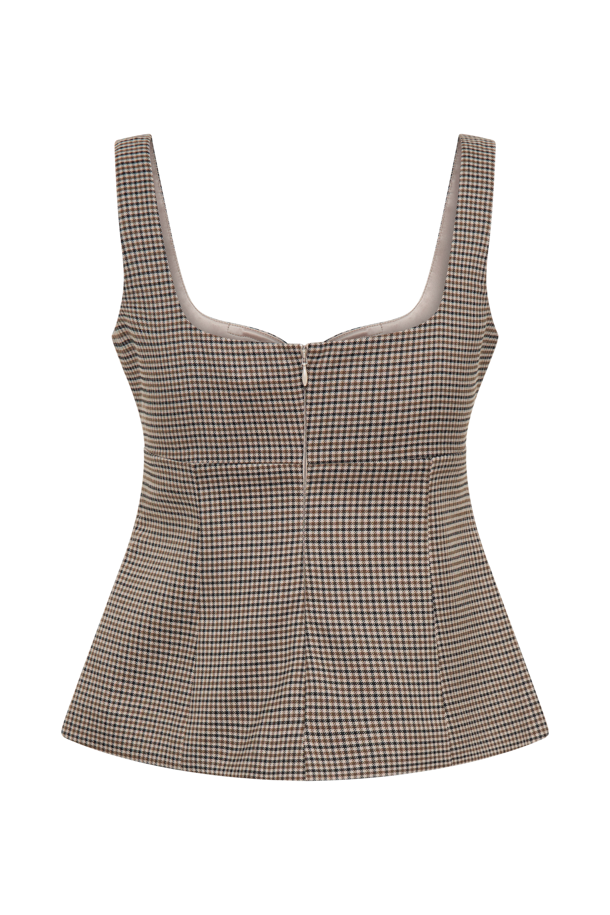 Lawry Structured Longline Top - Tan Check