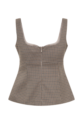 Lawry Structured Longline Top - Tan Check