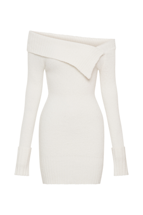 Stephanie Asymmetric Knit Mini Dress - Ivory