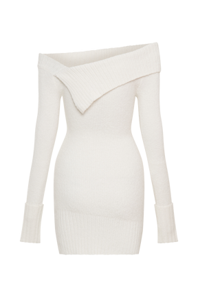 Stephanie Asymmetric Knit Mini Dress - Ivory