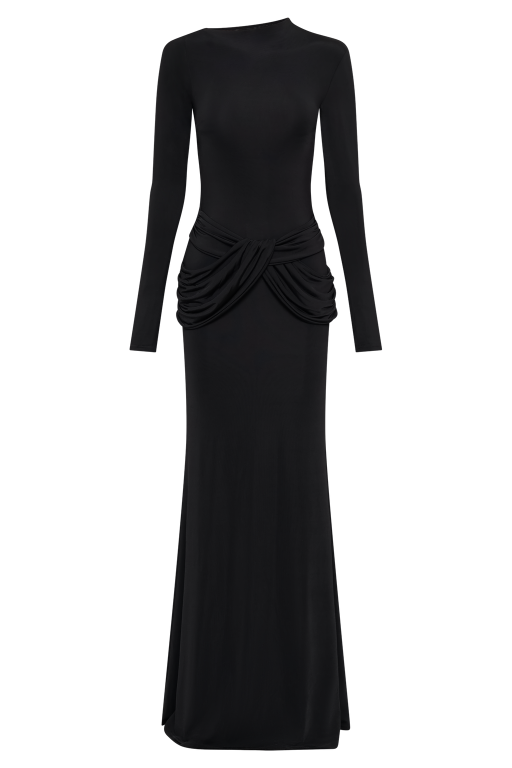Halcyon Long Sleeve Slinky Maxi Dress - Black