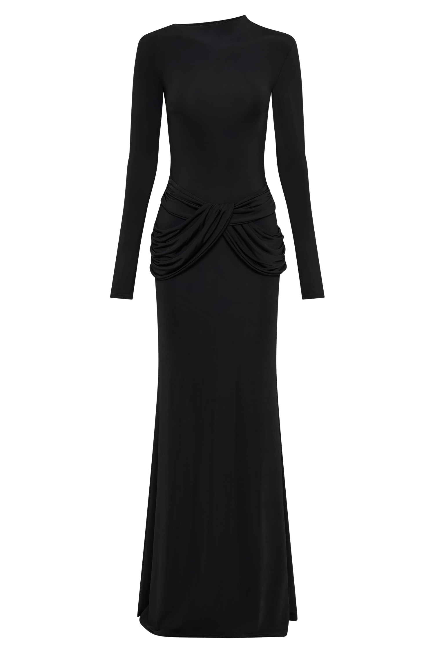 Halcyon Long Sleeve Slinky Maxi Dress - Black