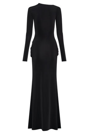 Halcyon Long Sleeve Slinky Maxi Dress - Black