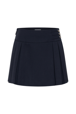 Angie Pleated Buckle Mini Skirt - Dark Navy