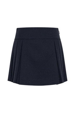 Angie Pleated Buckle Mini Skirt - Dark Navy