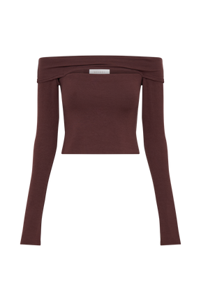 Briah Cut Out Modal Long Sleeve Top - Mahogany