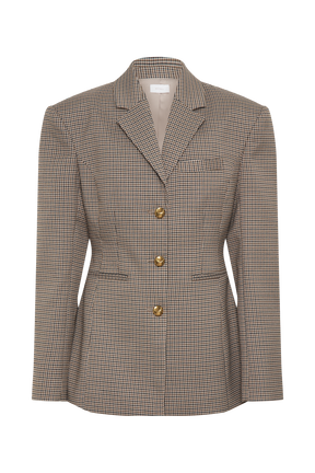Mila Shaped Blazer - Tan Check