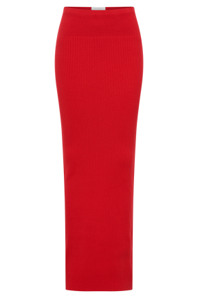 Mathilde Ribbed Knit Maxi Skirt - Ruby
