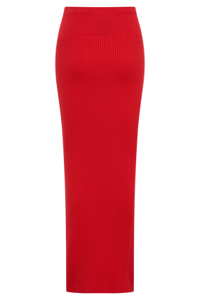 Mathilde Ribbed Knit Maxi Skirt - Ruby